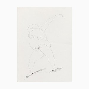 Nude - Pen Drawing by Boris Ravitch - Mid 20th Century Mid 20th Century