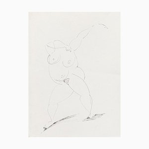 Nude - Pen Drawing von Boris Ravitch - Mid 20th Century Mid 20th Century