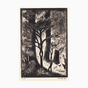 Au Bois de Boulogne - Aguafuerte original de H. Farge - Mid-Century, siglo XX