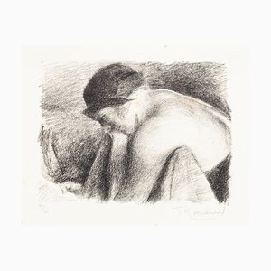 Lithographie Féminine avec Chapeau - Lithographie Originale par JH Marchand - 1920 ca. 1920s