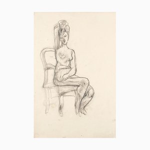 Disegno matita Nude originale di Jeanne Daour, metà XX secolo