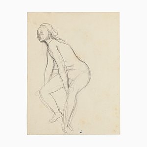 Nude - Original Pencil Drawing by Jeanne Daour - 1950s 1950s