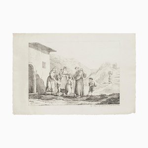 Prayers - Lithograph by Bartolomeo Pinelli - 19th Century 19th Century