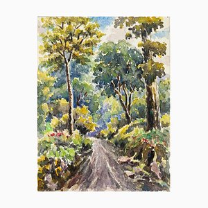 Forest - Watercolor by French Master - Mid 20th Century Mid 20th Century