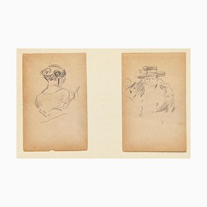 Two Portraits - Original Pencil Drawings de Tony Minartz - principios del siglo XX principios del siglo XX