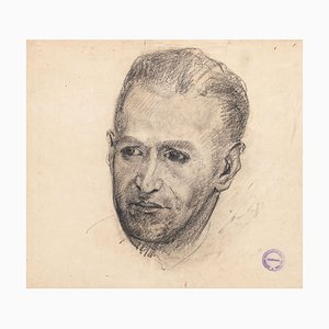 Male Portrait - Pencil and Charcoal Zeichnung auf Papier von Paul Garin - 1950s 1950s