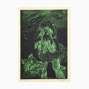 Green Woman - Original Holzschnitt von Guelfo - 1959 1959