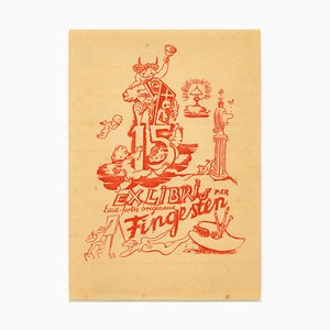 Ex Libris - 15 par Fingernsten - Original Holzschnitt von M. Fingesten - 1938 1938