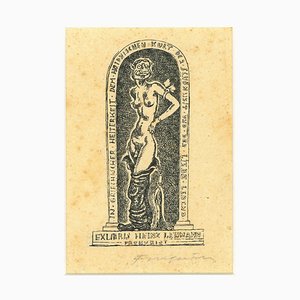 Ex Libris Heinz Lehmann - Original Woodcut by M. Fingesten - Early 1900 Early 1900