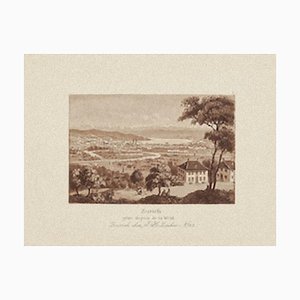 Zurich Landscape - Original Etching on Paper - 19th Century 19th Century