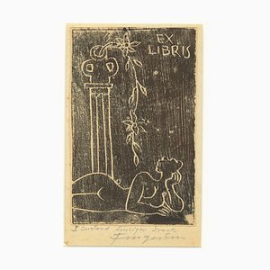 Ex Libris - Woman - Original Woodcut by M. Fingesten - Early 1900 Early 1900