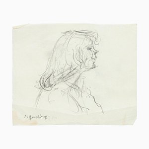 Portrait - Original Pencil Drawing by S. Goldberg - Mid 20th 20th Century Mid 20th Century