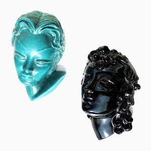 Figurine Art Déco in ceramica di GB Desalvo per Casa Dell'Arte, anni '20, set di 2