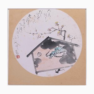 Dragon Dans Maison - Original China Tinte und Aquarell Zeichnung von Yonetoshi 20. Jahrhundert