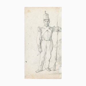 Soldier - Original Pencil Drawing by an Unknown French Artist - 19th Century 19th Century