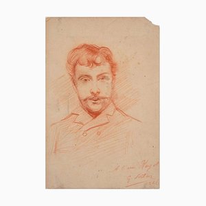 Portrait of a Man - Original Bleistiftzeichnung von GJ Sortis - 1886 1886