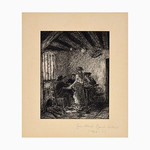 The Inn - Original China Ink on Paper by J.A. Grand-Carteret -First Half of 1900 First Half of 1900