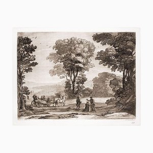 Grabado Liber Veritatis - Grabado original en blanco y negro de Claude Lorrain - 1815 1815
