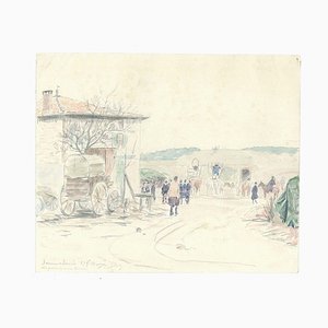 Buró VII Prize de Mon - Lápiz Origina Drawing a Watercolor 1914 1914