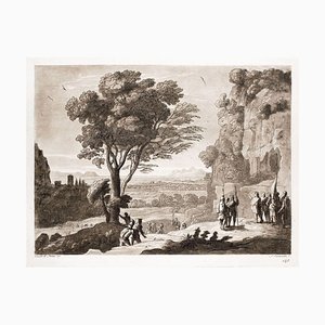 Grabado Liber Veritatis - Grabado original en blanco y negro de Claude Lorrain - 1815 1815