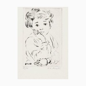 Grabado Little Girl - Original de L.-P. Moretti, años 50