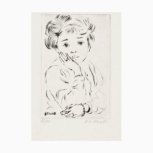 Gravure à l'Eau-Forte Little Girl - Original par L.-P. Moretti - 1950s 1950s