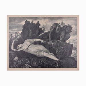 Sleeping Diana - Original Woodcut by J.J. Weber - 1898 1898