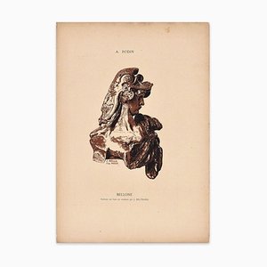 Grabado Bellone original de J. Beltrand After A. Rodin, principios del siglo XX, principios del siglo XX