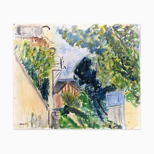 Outdoor View - Original Watercolor on Paper by Caroline Hill - 1970s 1970s