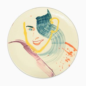 Smiling Woman - Original Hand-made Flat Ceramic Dish by A. Kurakina - 2019 2019