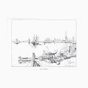 Lithographie de Port of New Orleans - Original par JH Tringham - 1890 1890