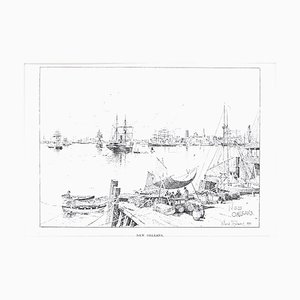 Port of New Orleans - Original Lithograph by J.H. Tringham - 1890 1890