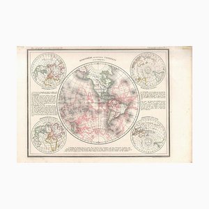 Hemisphere Of The New Continent - Ancient Map by J.G. Heck - 1834. 1834
