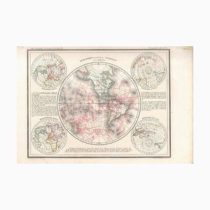 Hemisphere Of The New Continent - Ancient Map by J.G. Heck - 1834. 1834