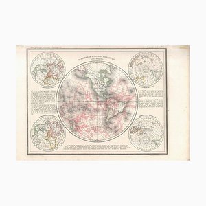 Hemisphere Of The New Continent - Ancient Map de JG Heck - 1834. 1834
