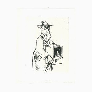 Acquaforte Blind Man - Original Incisione di A. Ruellan - Metà XX Secolo, metà XX secolo