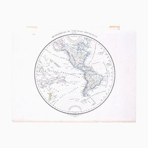 Hemisphere Of The New Continent - Ancient Map by J.G. Heck - 1834. 1834