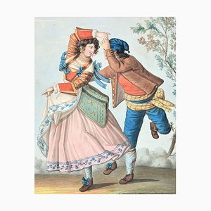 The Dance - Tinta original y acuarela de Unknown Artist, siglo XIX, siglo XIX
