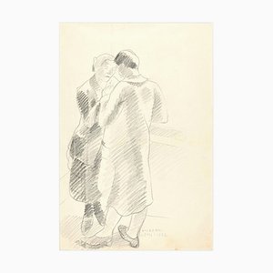 Couple of Lovers - Original Pencil Drawing by Ildebrando Urbani 1950 ca.