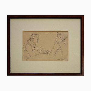 Two Men Around a Table - 1940s - Paul-Franz Namur - Drawing - Modern