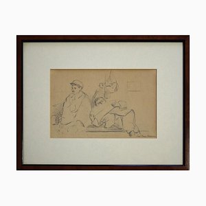 Uomo con berretto e uomo - anni '40 - Paul-Franz Namur - Disegno - Moderno
