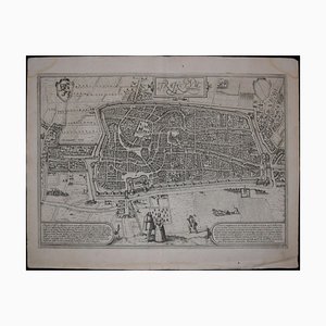 Mapa antiguo de Utrecht de Civitates Orbis Terrarum 1572-1617
