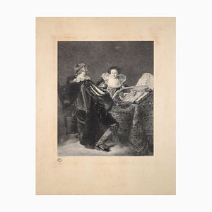 Acquaforte originale di Georges Henri Manesse - 1892 1892 La Laçon de Musique