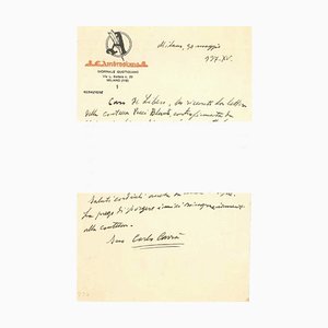 '' About the New York Exihibition '' - Lettre de C. Carrà à L. de Libero - 1937 1920 ca.