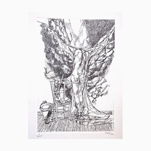 Surrealist Nude - Original b/w Etching - 1977 1977