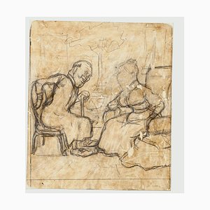Couple - Pencil Drawing by Gabriele Galantara - Early 20th Century Early 20th Century