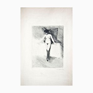 The Little Model - Original Drypoint by Lino Selvatico - 1910 1910