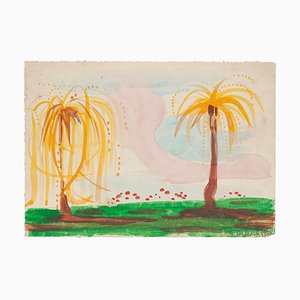 Landscape - Original Aquarell auf Papier von Jean Delpech - 1954 1954