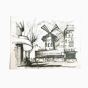 Moulin Rouge - Original China Ink on Paper - 20th Century 20th century