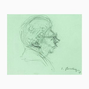 Old Woman - Original Pencil Drawing by S. Goldberg - Mid 20th Century Mid 20th Century